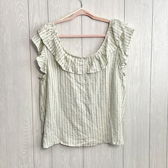 Madison & Berkeley Cream Sleeveless Ruffle Top XL NWOT - Picture 4 of 4